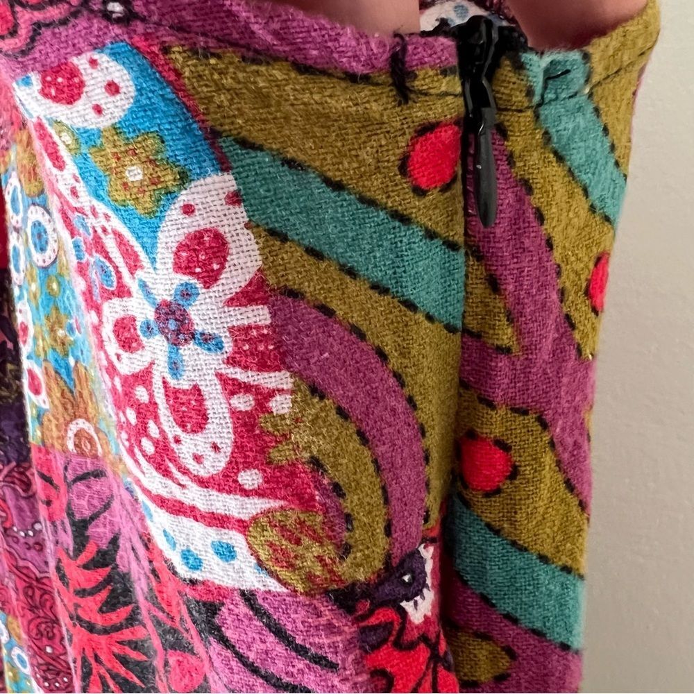 Patchwork Print Overalls Size Small Pockets Wide Leg Boho Festival Hippie - Picture 5 of 9
